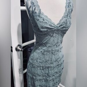 Onyx Nite Gunmetal Lace With Sequins Dress